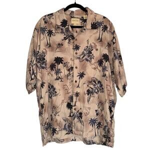 Joseph & Feiss Sz XL 100%‎ Silk Tropical Print Buttondown Shirt Cruise Party